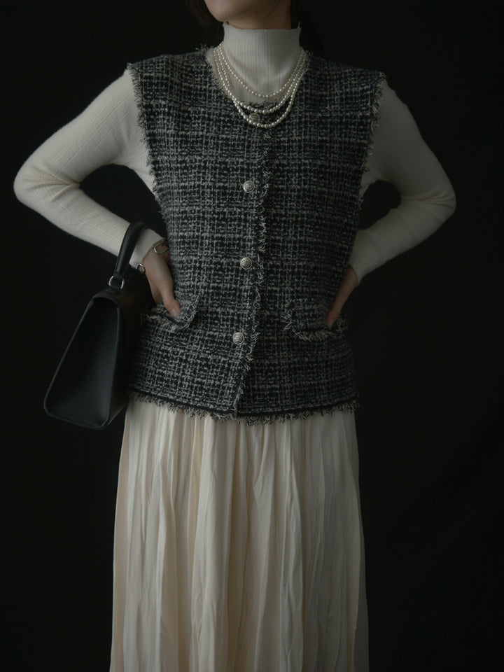 ツイードフリンジベスト