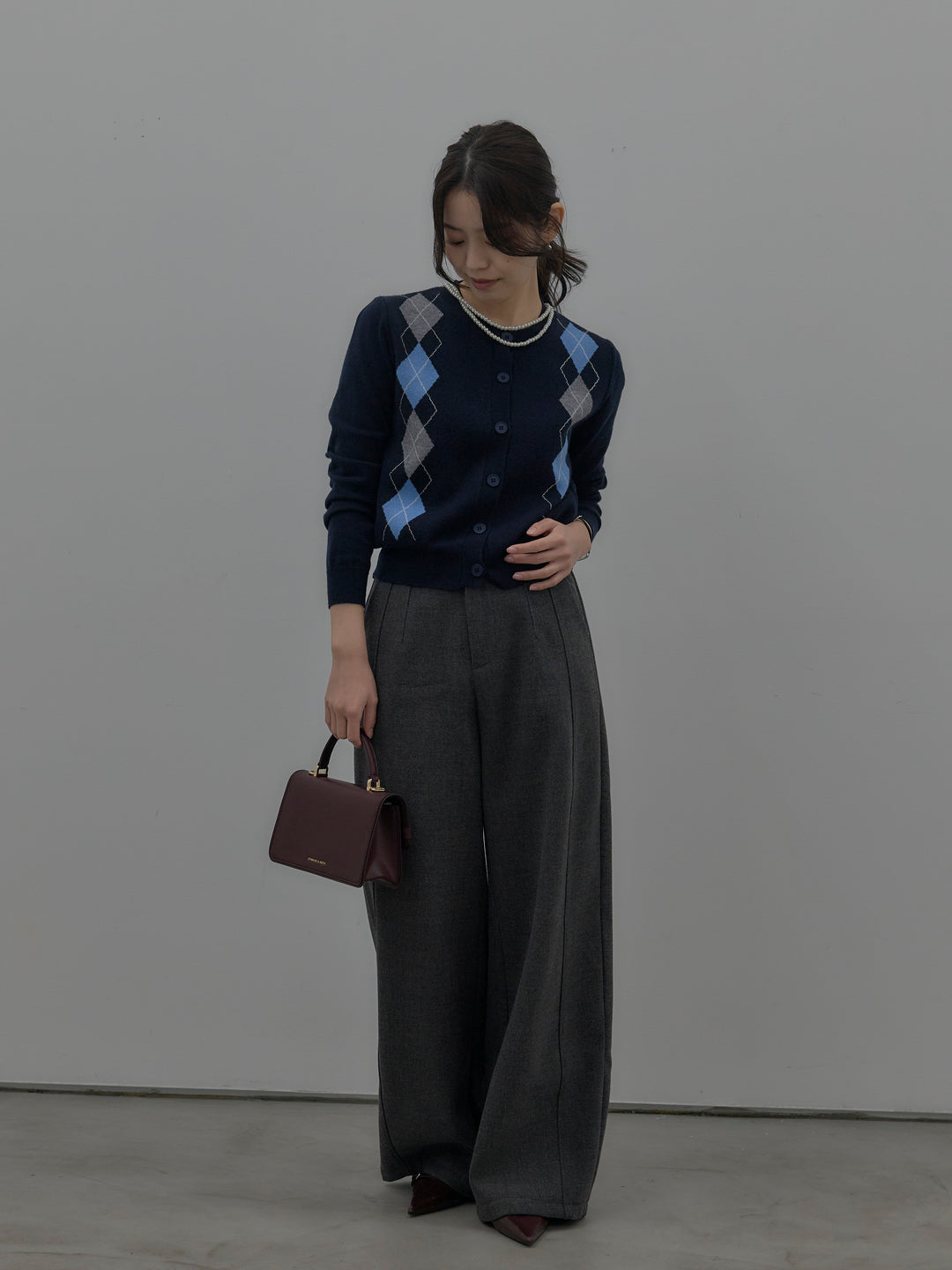 裏起毛デザインワイドパンツ