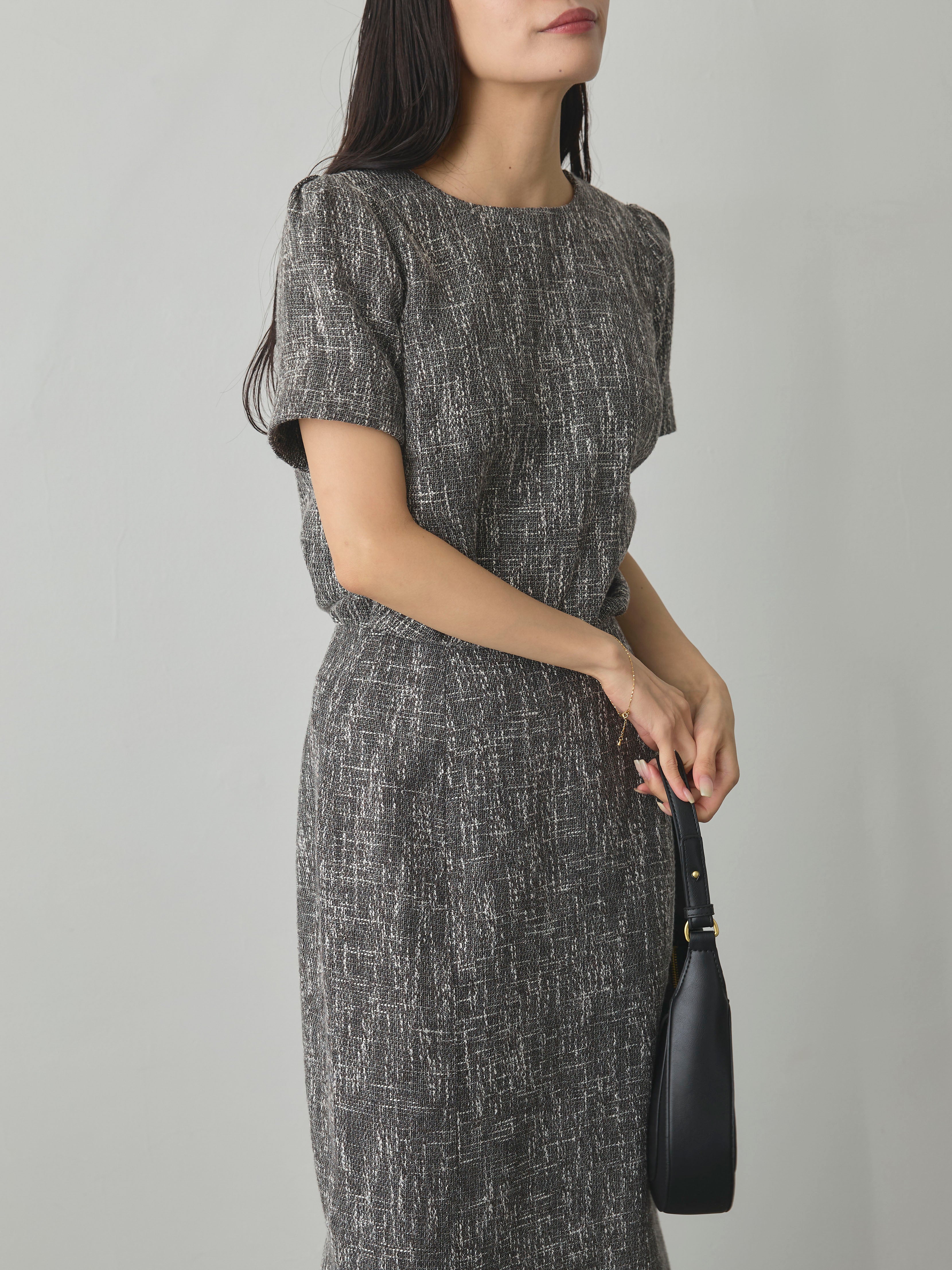 26AW PRE-ORDER】【SET】【Essential】ツイードハーフスリーブトップス
