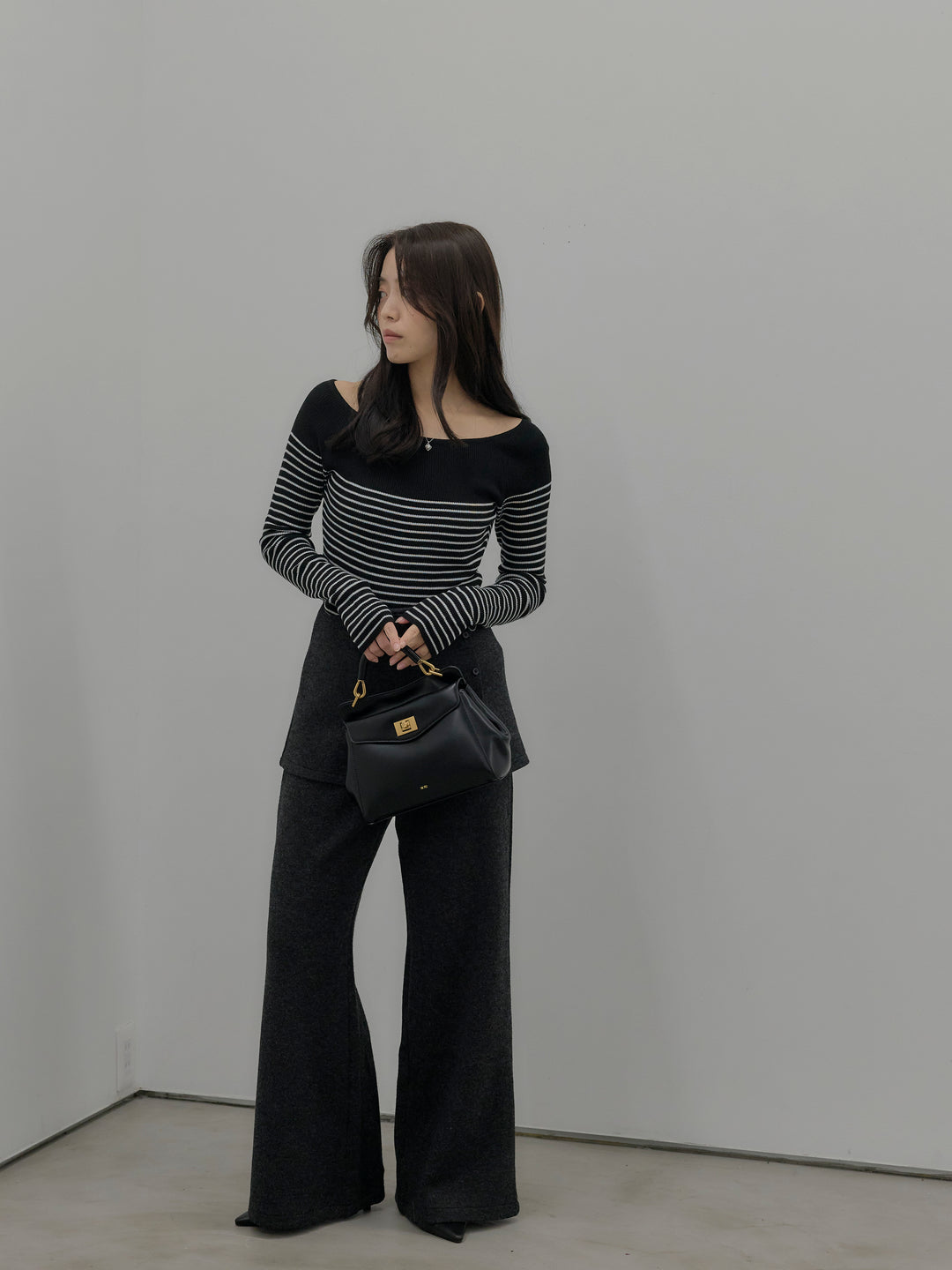 ミックスヤーンニットラップパンツ