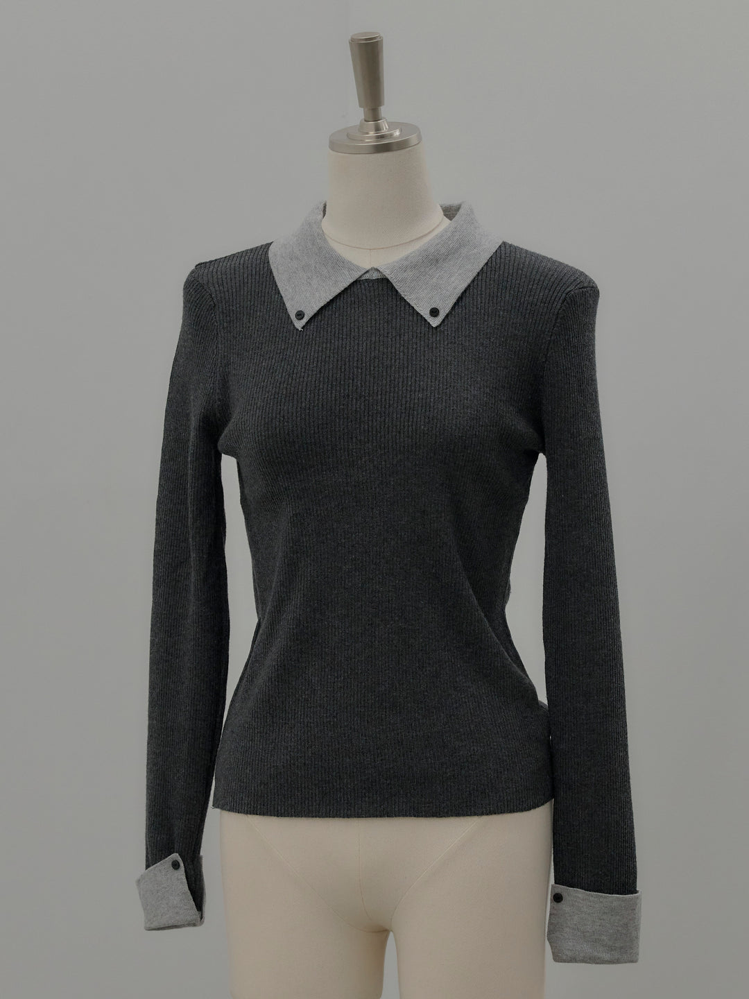 配色カフスニットポロ