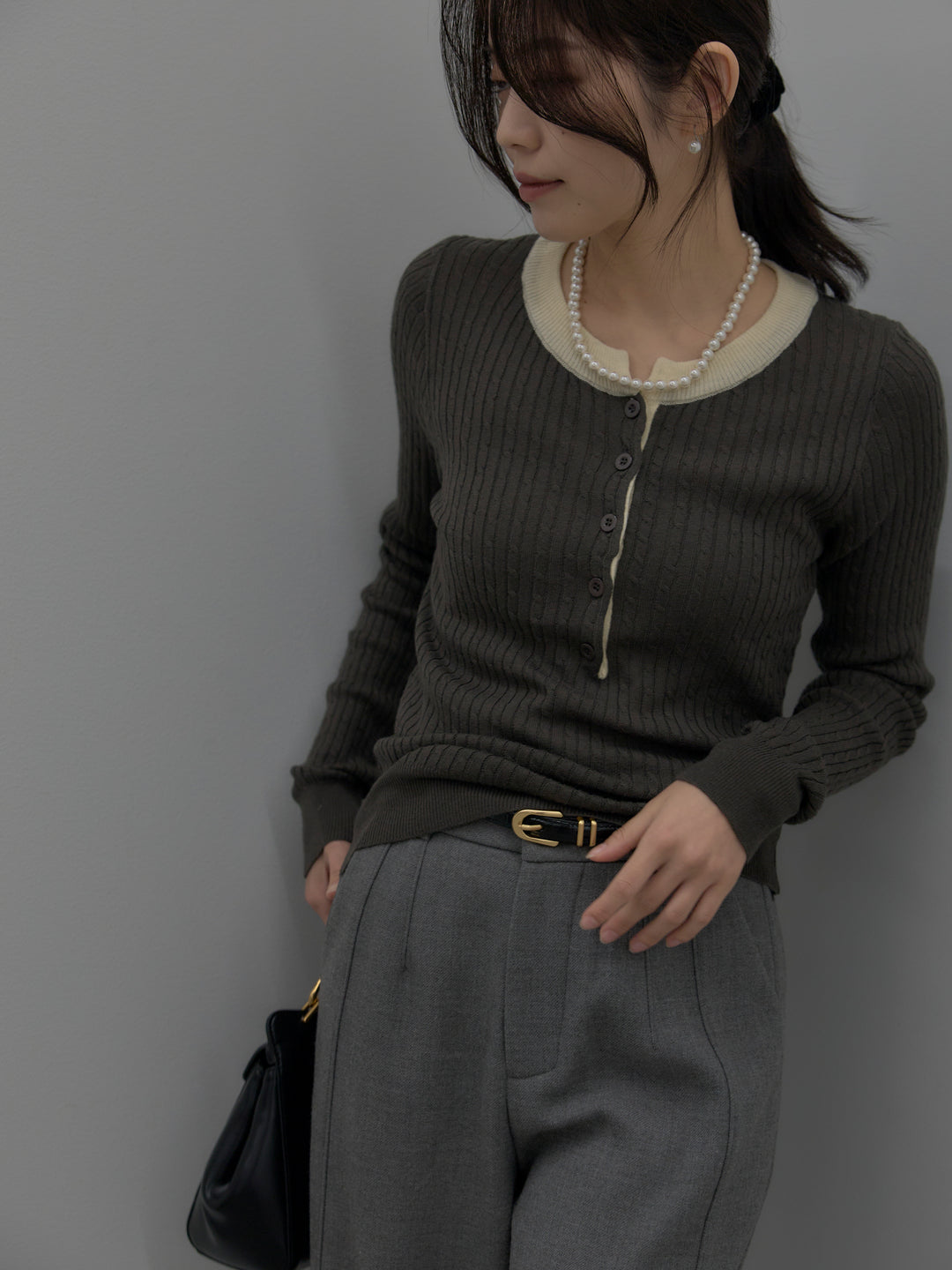 裏起毛デザインワイドパンツ