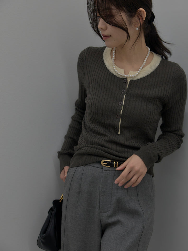 裏起毛デザインワイドパンツ