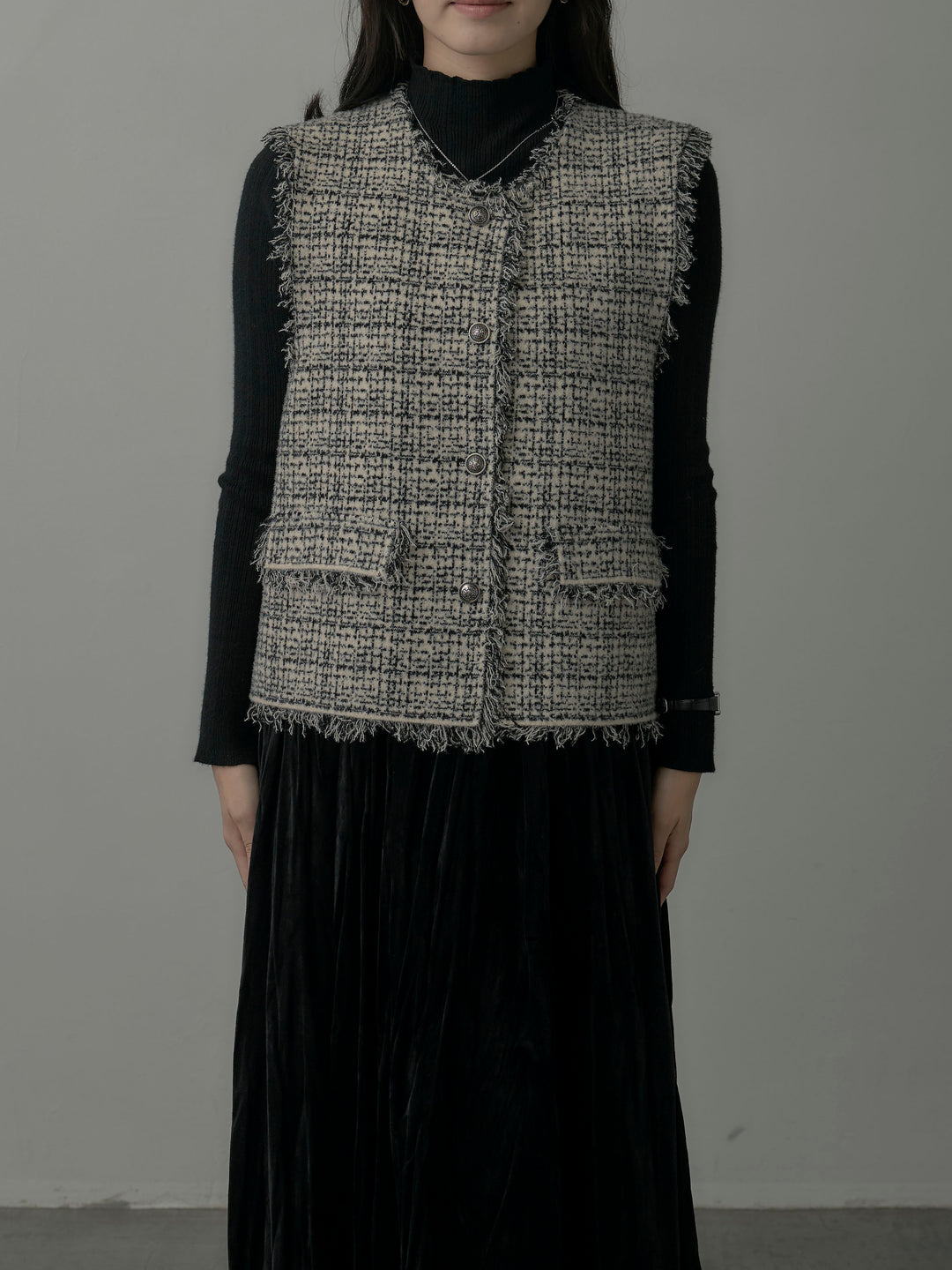 ツイードフリンジベスト