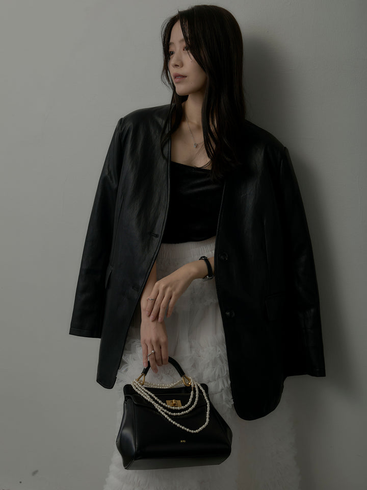 レザーノーカラージャケット