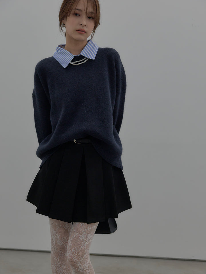 シャツドッキング肉厚ニットプルオーバー