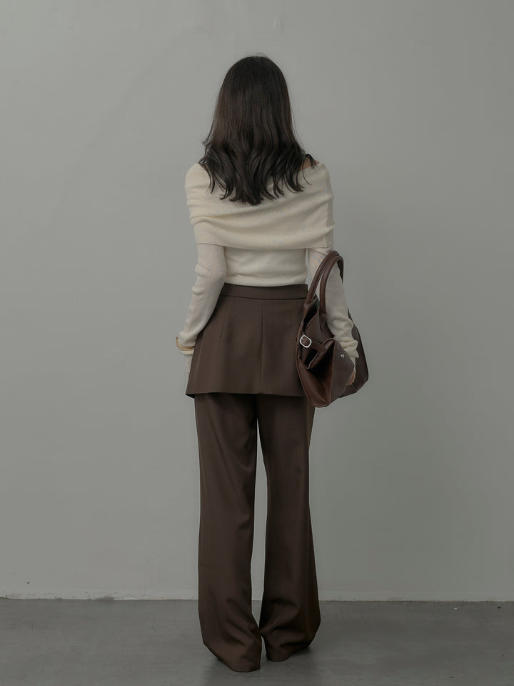 [予約]オフショルリブニットトップス