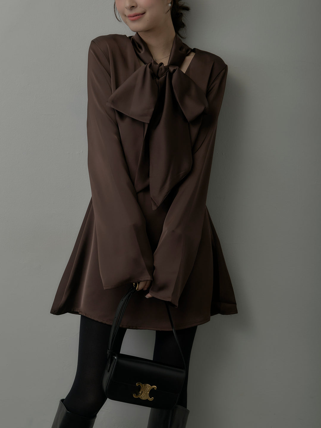 ボウタイサテンミニワンピース