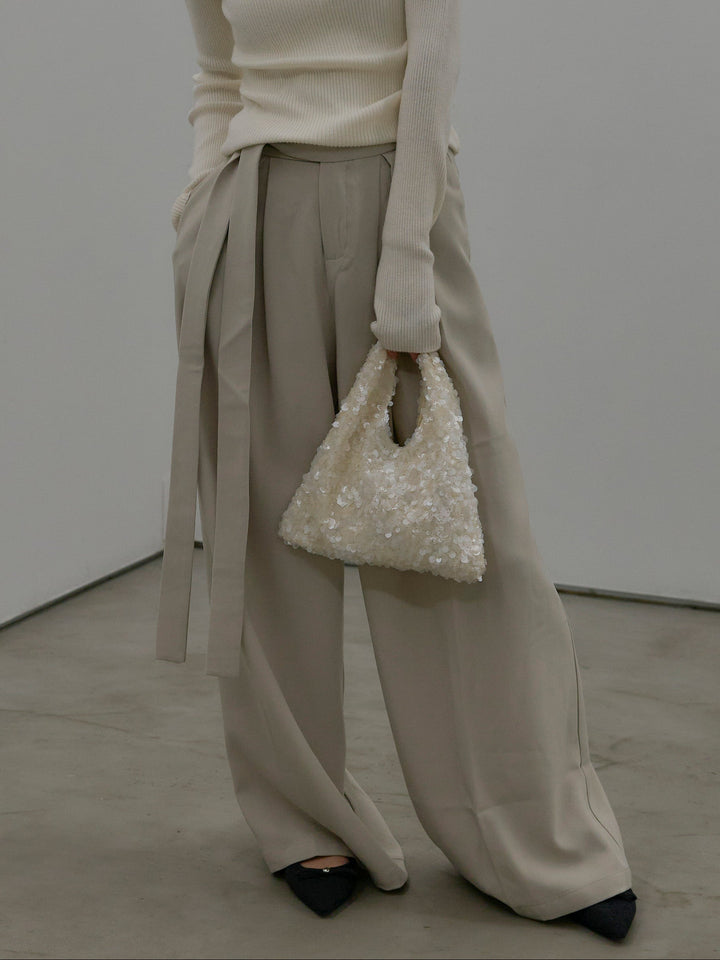 ウエストリボンワイドパンツ