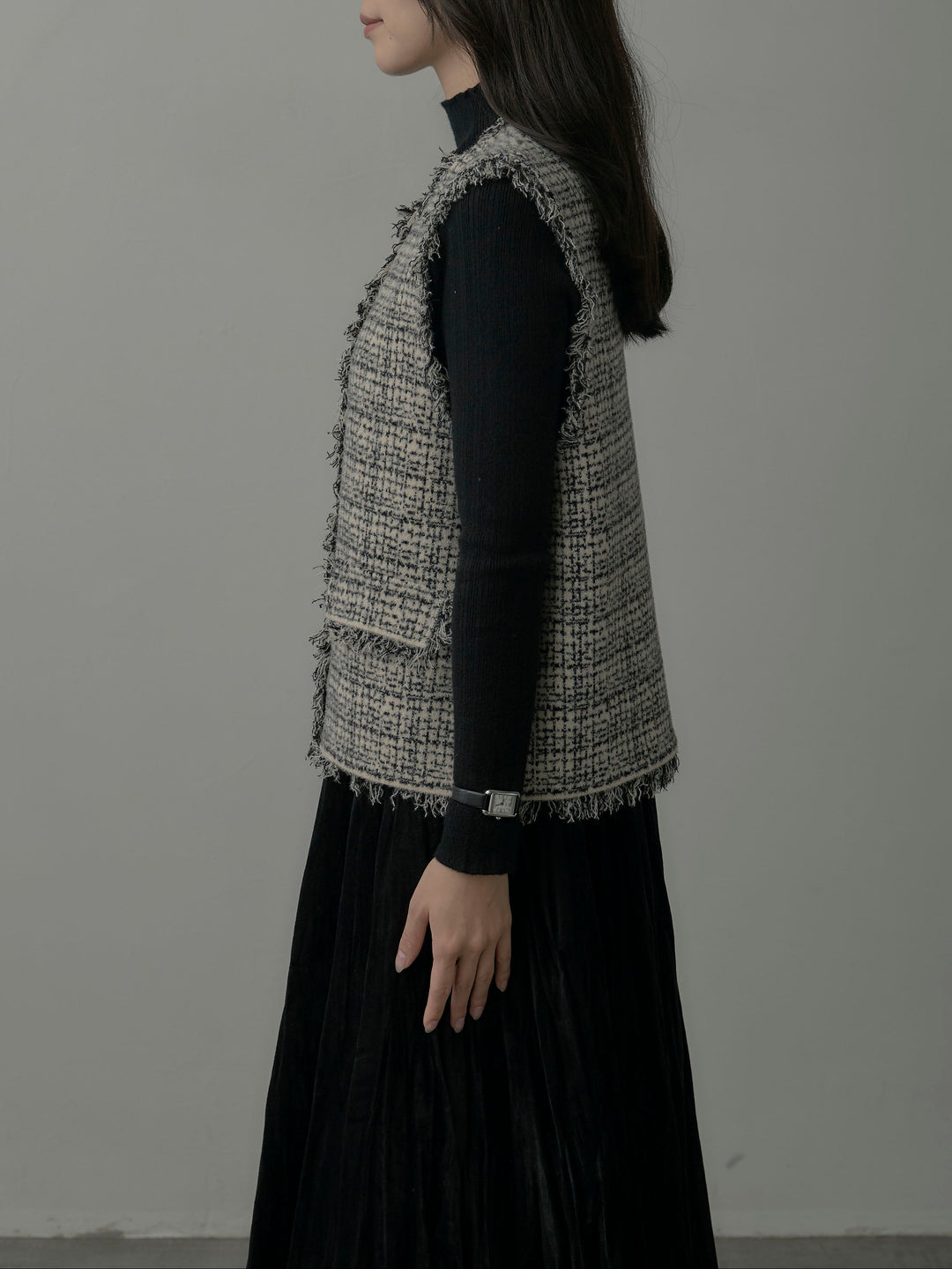 ツイードフリンジベスト