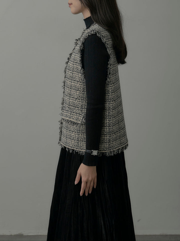 ツイードフリンジベスト