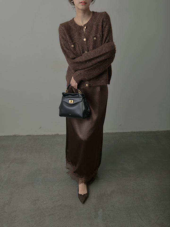 裾レースサテンスカート