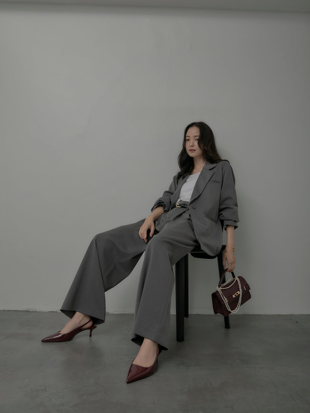 【SET】【Essential】ボックスシルエットテーラードジャケット+【Essential】３タックスラックス(2set)