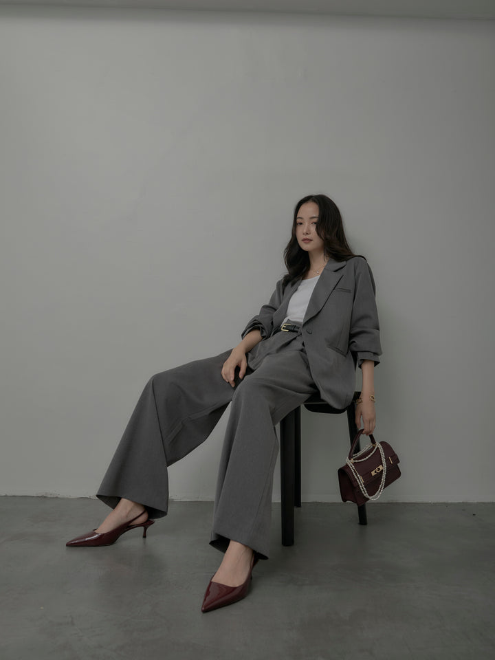 【SET】【Essential】ボックスシルエットテーラードジャケット+【Essential】３タックスラックス(2set)