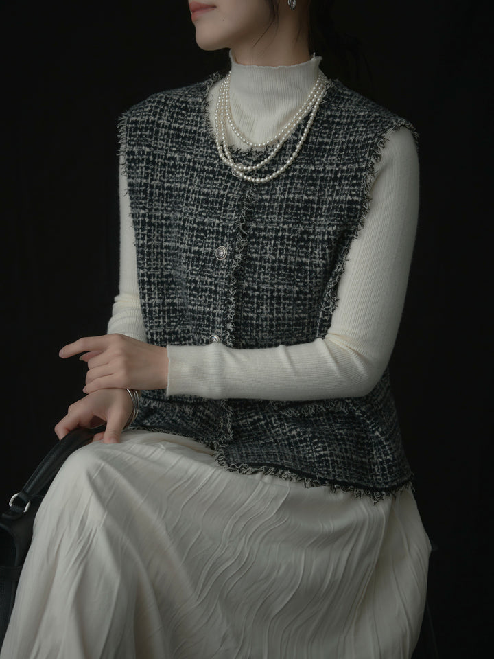 ツイードフリンジベスト