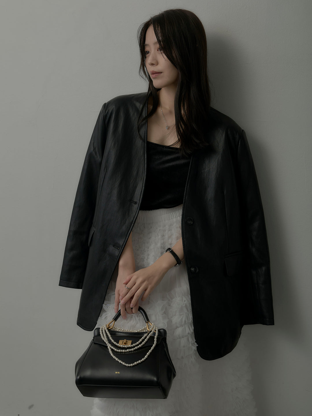 レザーノーカラージャケット