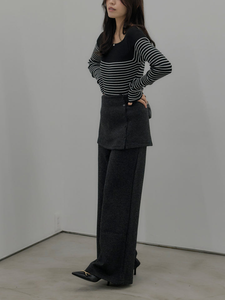 ミックスヤーンニットラップパンツ
