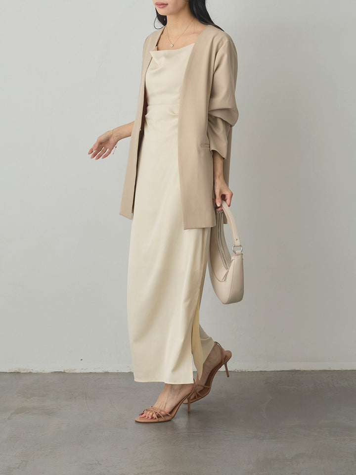 【Essential】フロントホックノーカラージャケット