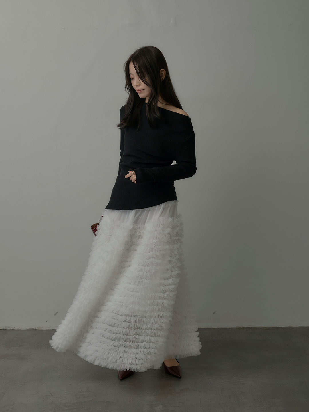 ドラマチックフリルチュールスカート