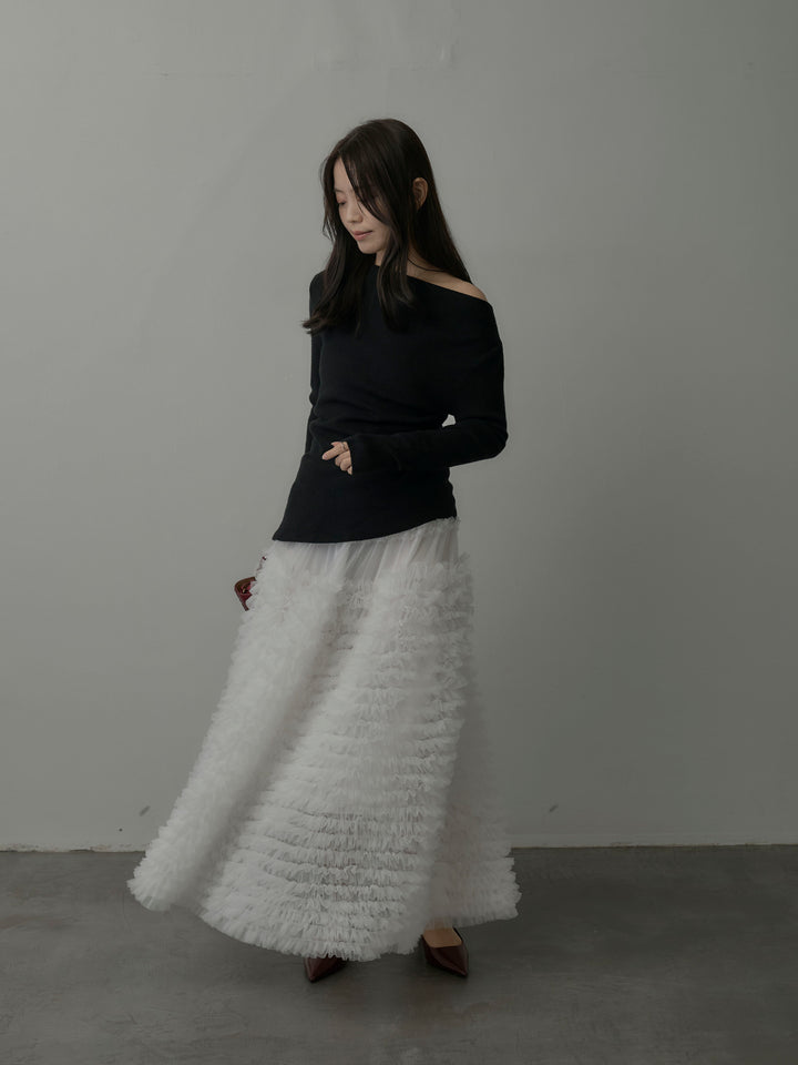 ドラマチックフリルチュールスカート