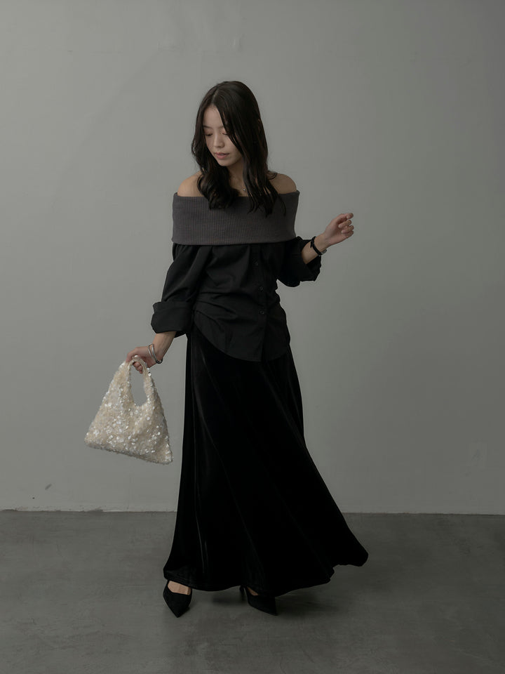 ベロアフレアロングスカート