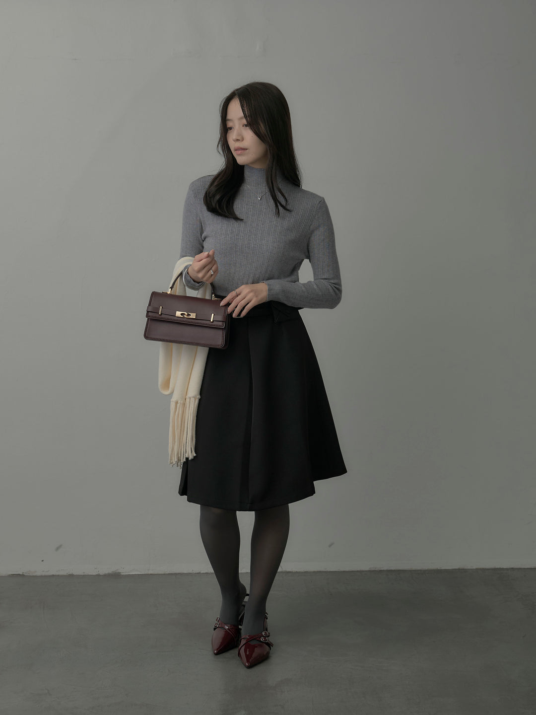 ウエストポーチ付きミディスカート