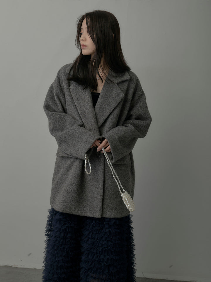 【SET】【Essential】オーバーサイズジャケットコート+ドラマチックフリルチュールスカート(2set)