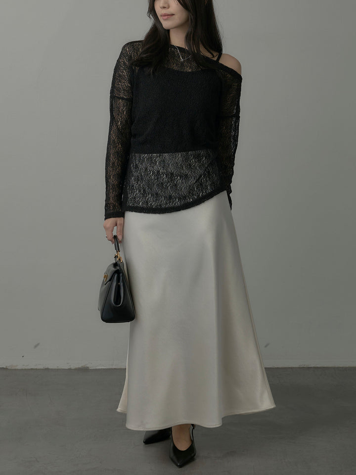 【SET】【インナー付き】シアーレーストップス+ヘビーサテンAラインスカート(2set)