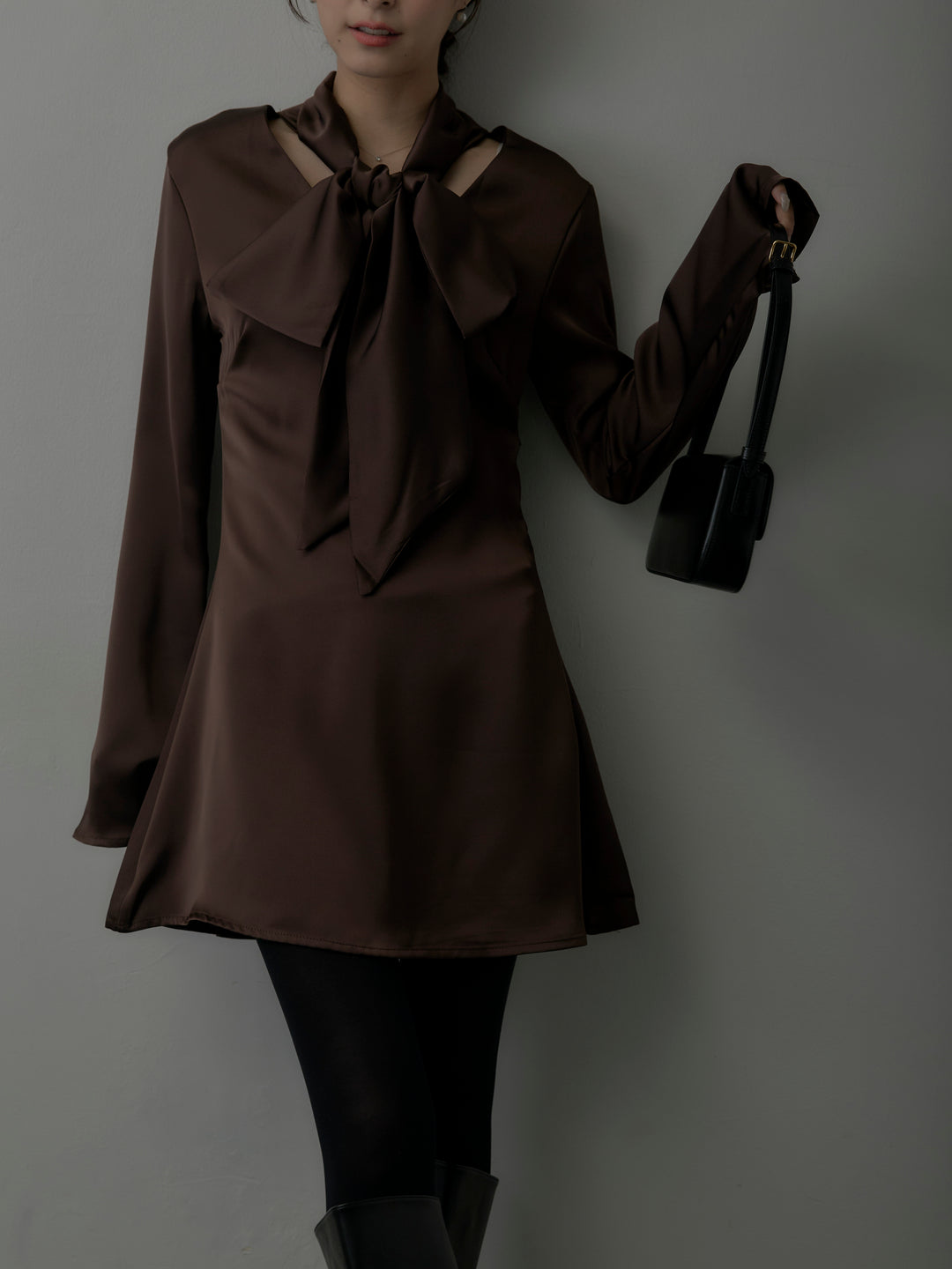 ボウタイサテンミニワンピース