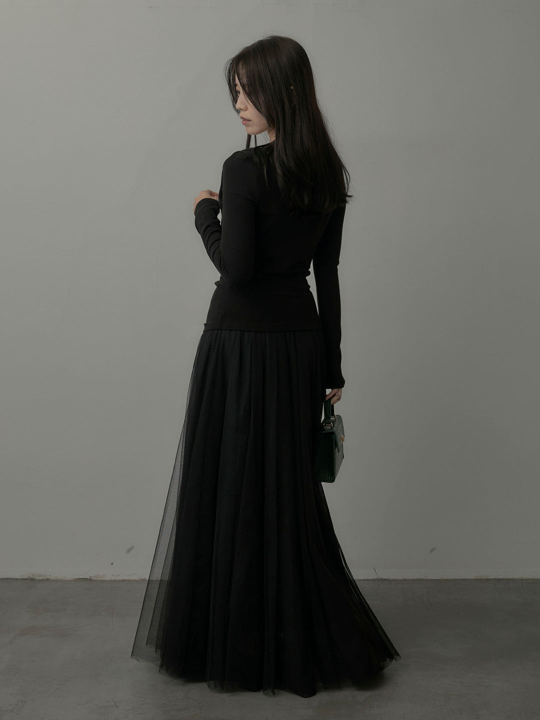 【SET】ドレープデザイントップス+ボリュームチュールスカート(2set)