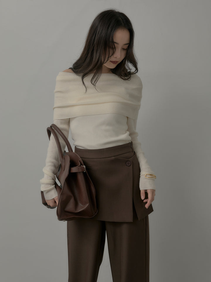 [予約]オフショルリブニットトップス