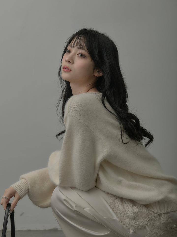 【SET】【premium touch】2wayショルダーニットプルオーバー+レースサテンキャミソール+【Essential】センタープレスサテンパンツ(3set)