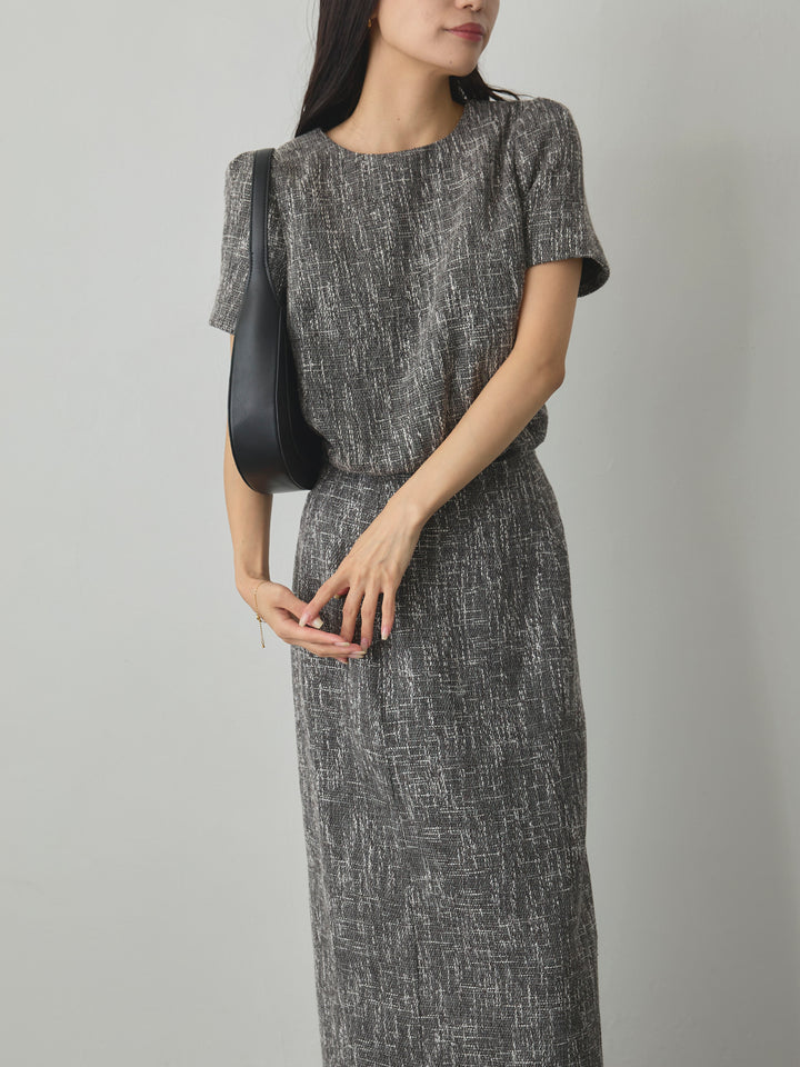 【Essential】ツイードハーフスリーブトップス