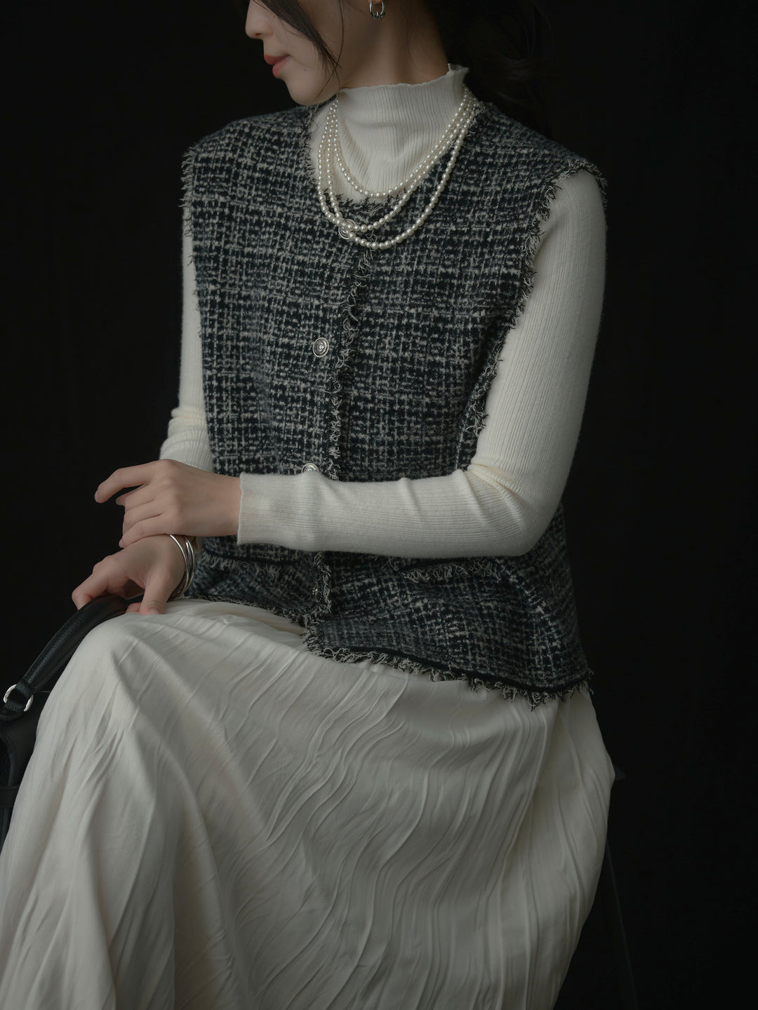 ツイードフリンジベスト