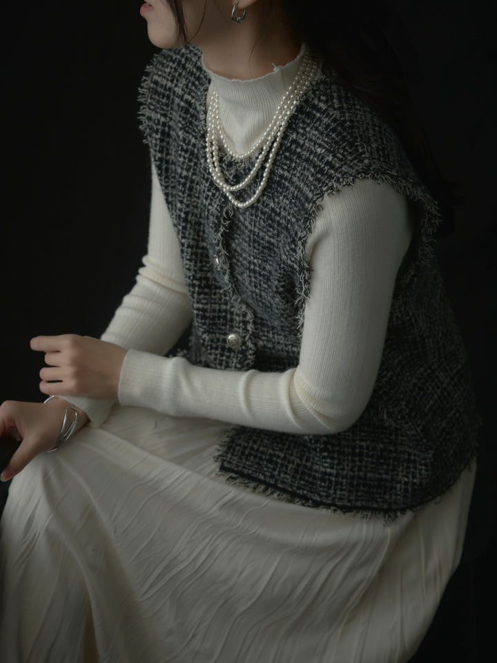 ツイードフリンジベスト