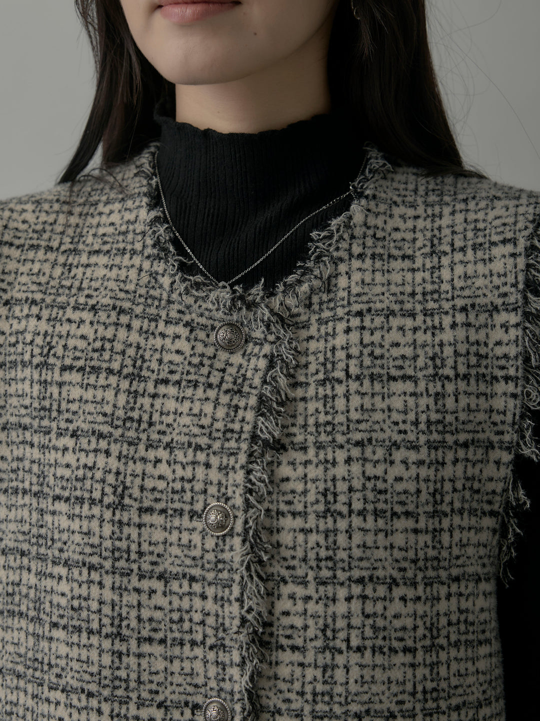 ツイードフリンジベスト