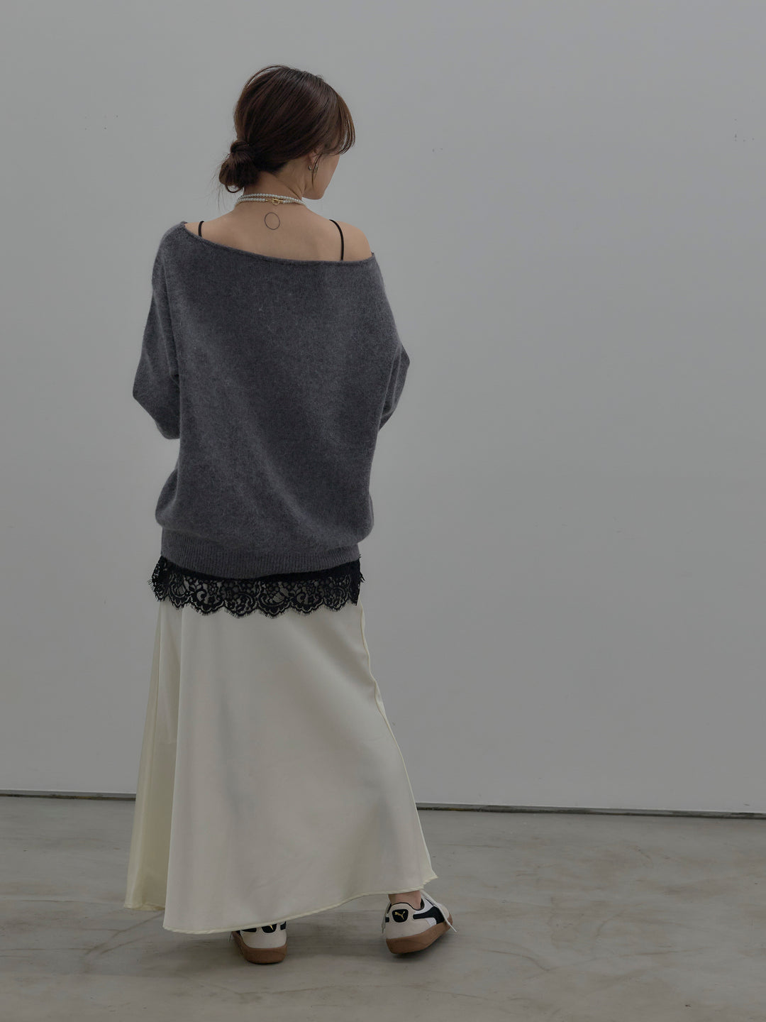 【SET】レースサテンキャミソール+ナローAラインサテンスカート(2set)