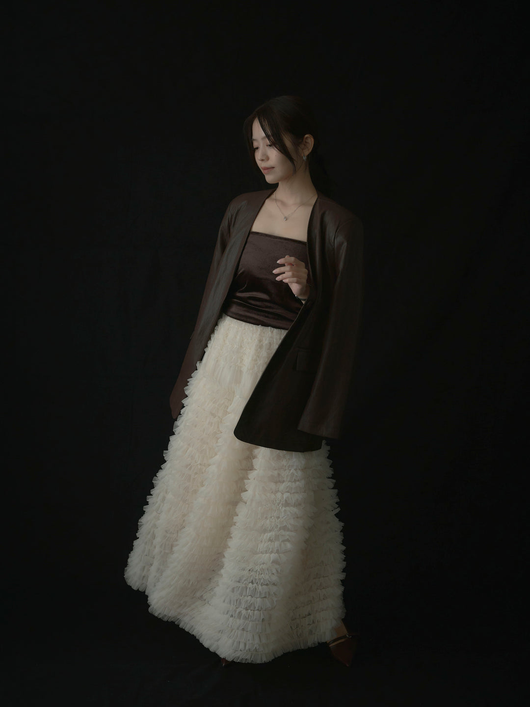 ドラマチックフリルチュールスカート