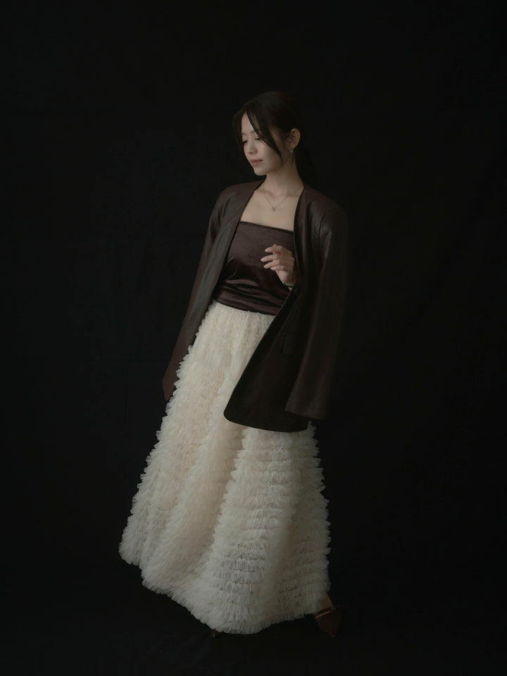 ドラマチックフリルチュールスカート