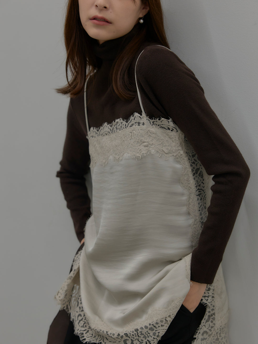 レースサテンキャミソール