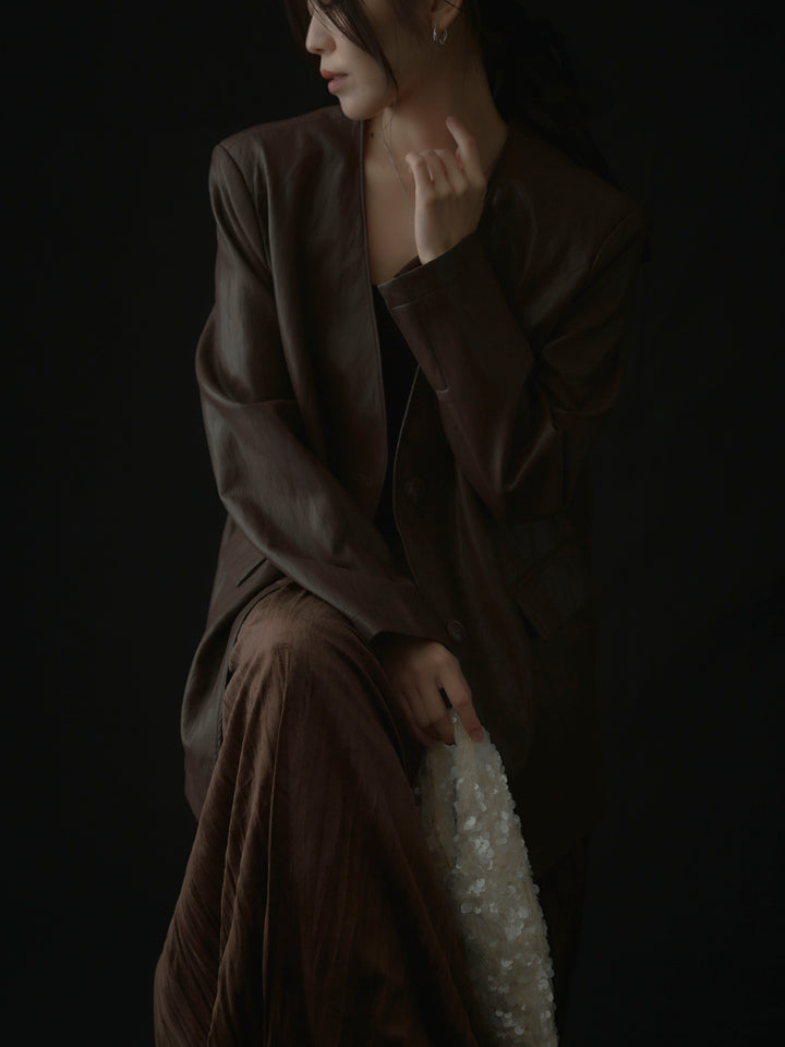 レザーノーカラージャケット