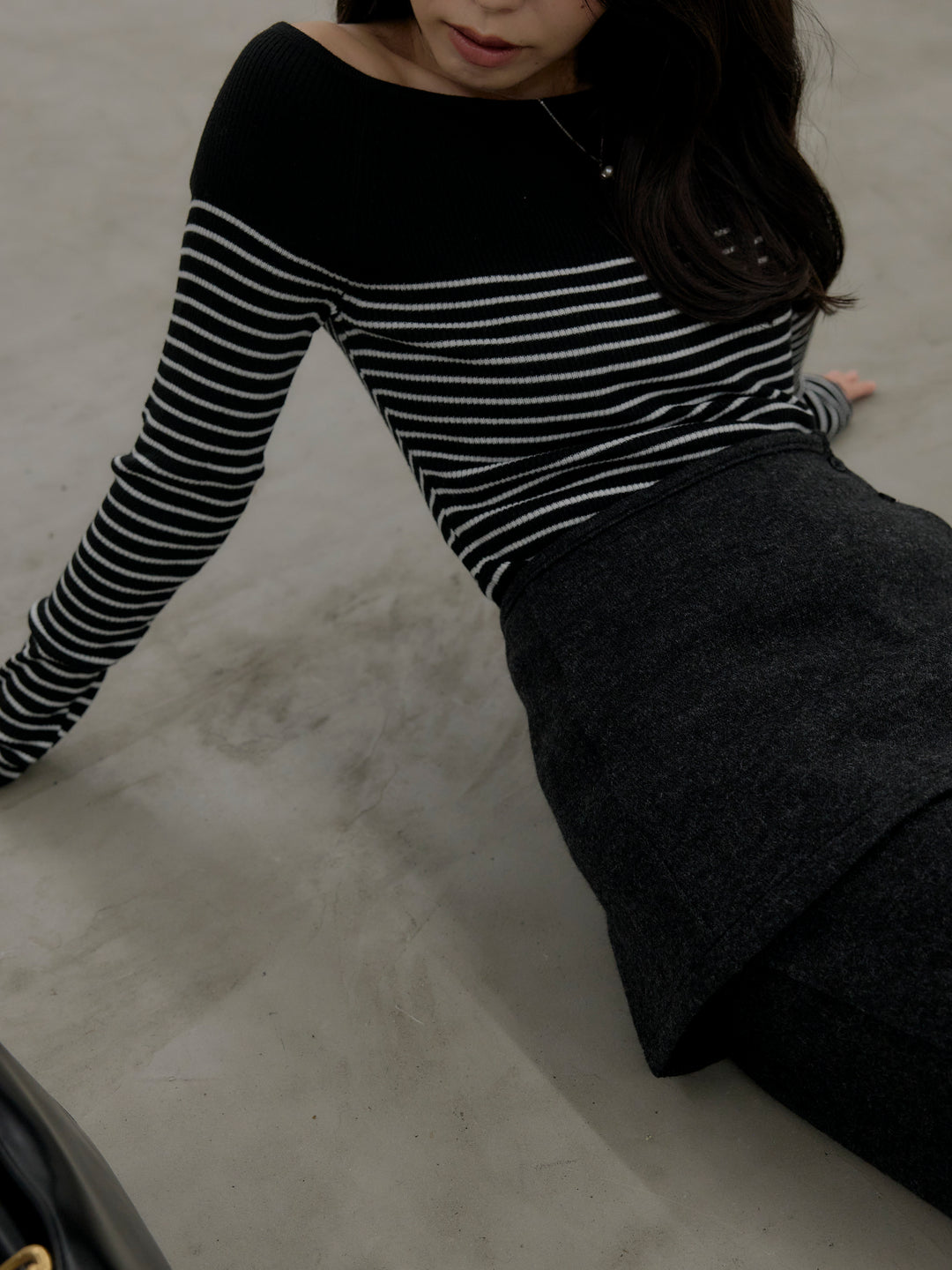 ミックスヤーンニットラップパンツ