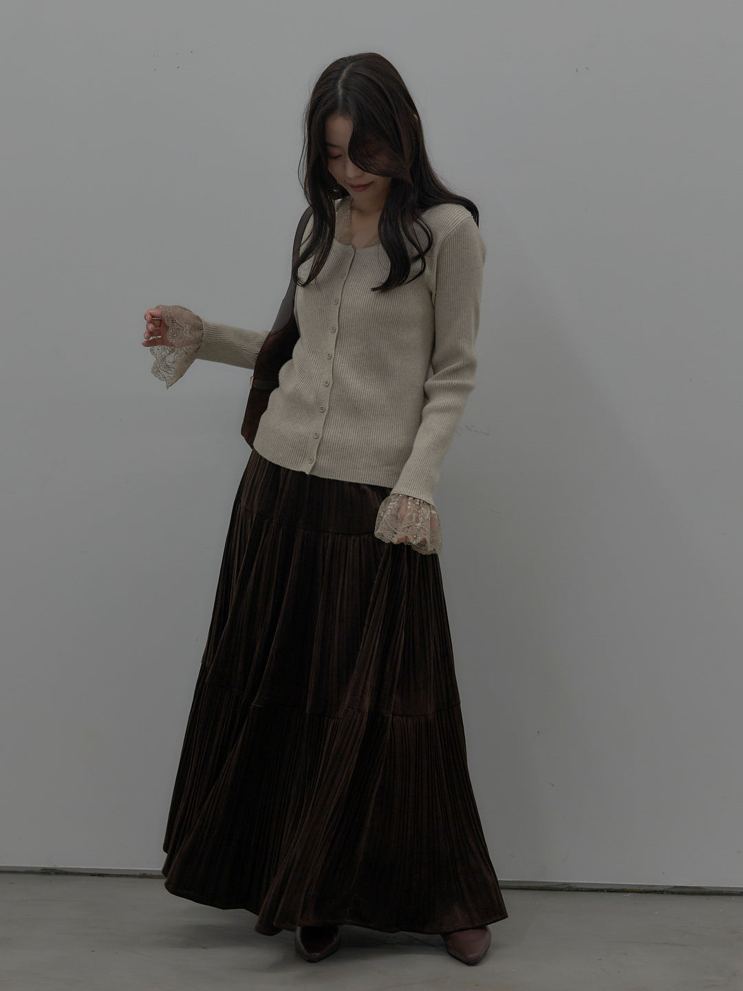 ベロアプリーツティアードスカート