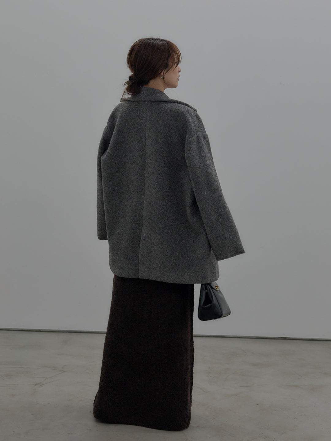 【SET】【Essential】オーバーサイズジャケットコート+リュクスリブニットロングドレス(2set)