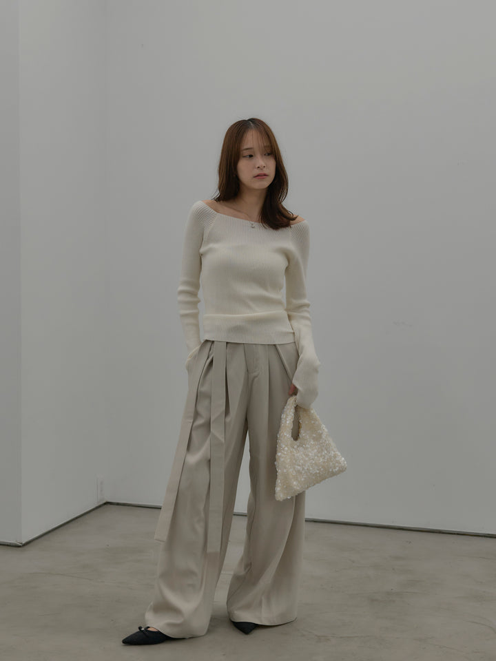 ウエストリボンワイドパンツ