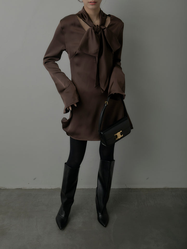 ボウタイサテンミニワンピース