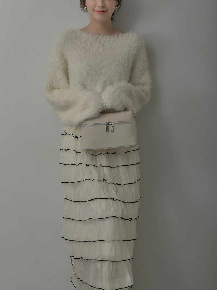 バイカラーフリルチュールスカート