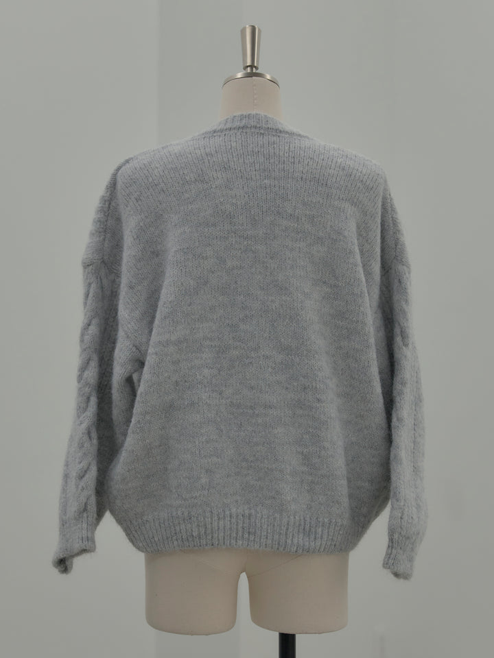 肉厚ケーブル編みニットカーディガン