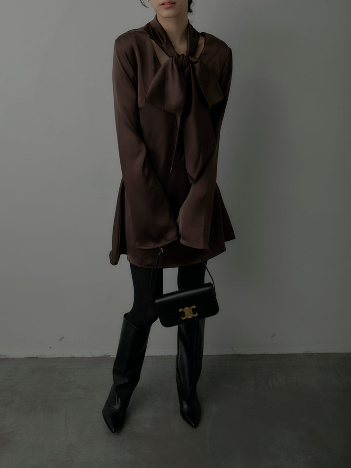 ボウタイサテンミニワンピース