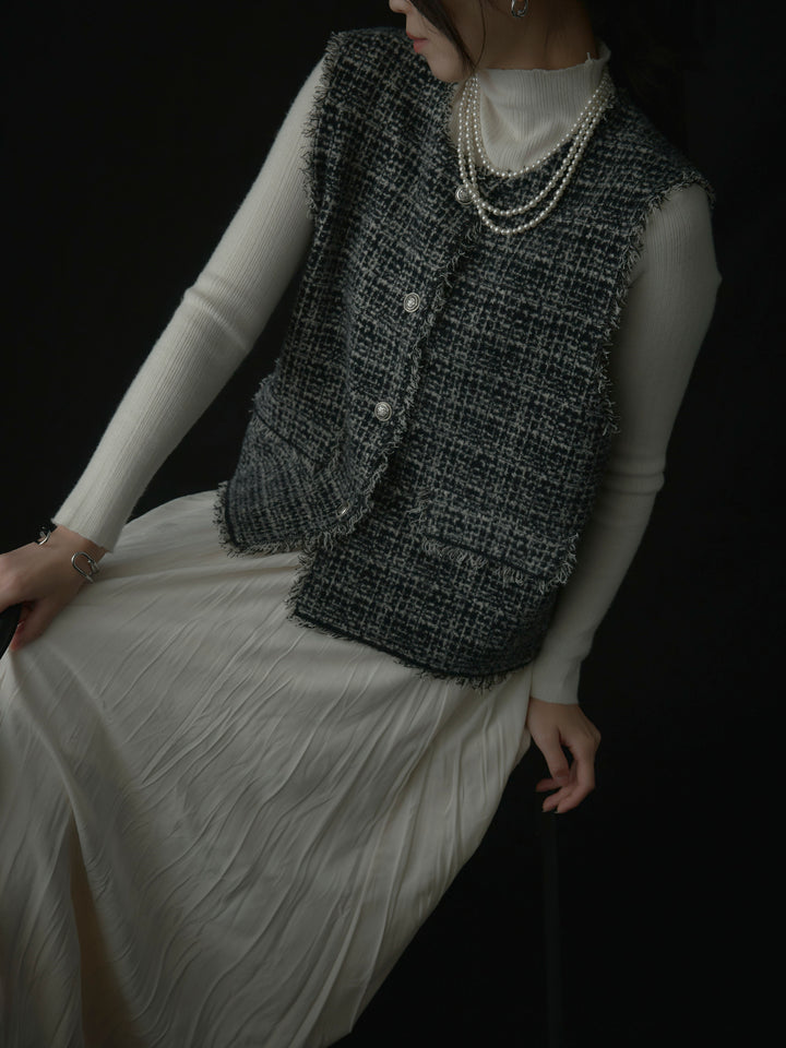 ツイードフリンジベスト